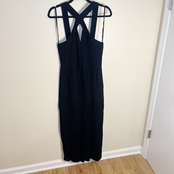 Anthropologie Key Hole Halter Black Jumpsuit Size 6 Black Gauzy - Picture 5 of 10